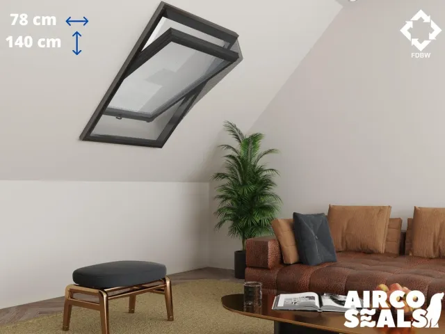 FDBW Insecten Hor Dakraam – 78 x 140 cm – Hor Geschikt voor Velux MK08 | Fakro/Optilight 07 | LuXtra M8A - Insect Raamhor - Vliegenhor Zwart 78 x 140 cm