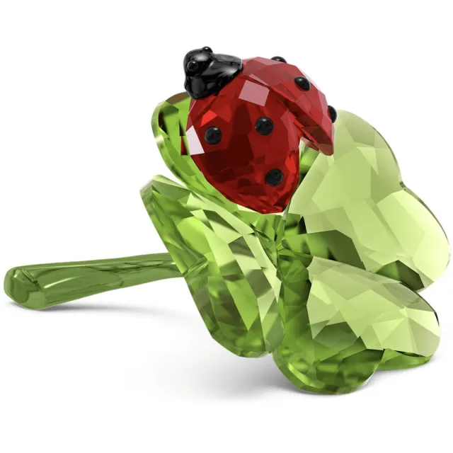 Swarovski beeldje Lieveheersbeestje en klavertje vier 5666852 | decoratief kristallen beeldje, Idyllia stijl, meerkleurig groen
