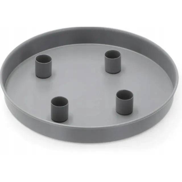 Inna (SklepikNaMedal) Ronde Metalen Decoratieve Schaal 25cm Grijs met Handvatten en Kandelaars