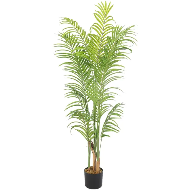 Kunstpalm Kunst Arecapalm 150 cm – Volle Tropische Palm – In Pot – Groene Binnenplant Lichtgroen