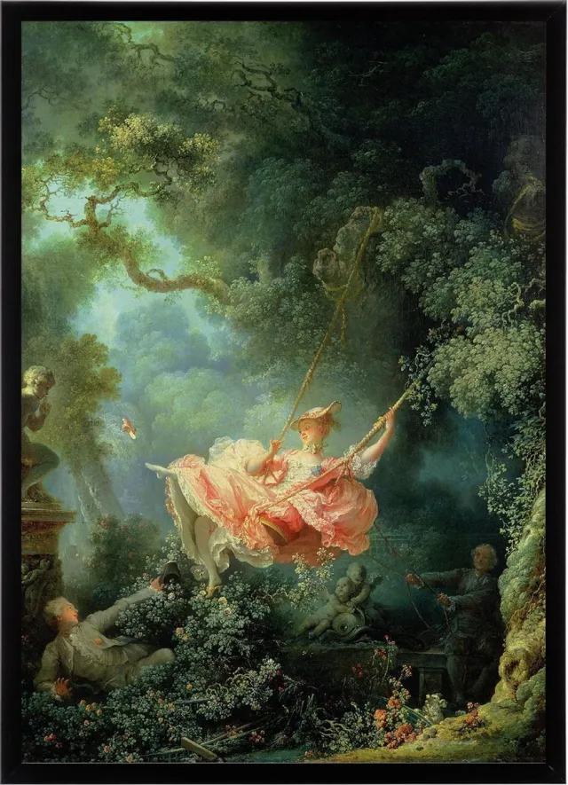 Esque Poster In Zwarte Lijst - De Schommel - Jean-Honoré Fragonard - Large 70x50 - Kunst - Rococo