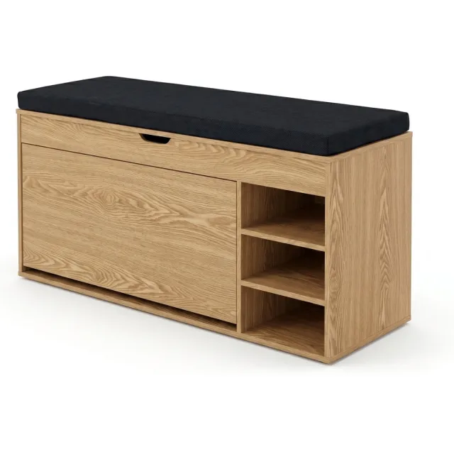 BOXIMO Schoenenkast met zitplaats en uittrekbare planken GRADIA, 100 x 34 x 50 cm, bruin