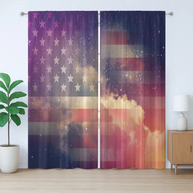 ABAKUHAUS Ruimte Rustiek Gordijn, Bewolkte Nacht USA, Slaapkamergordijn met plooien, lussen en haken, 280 x 225 cm, Wit Rood Violet
