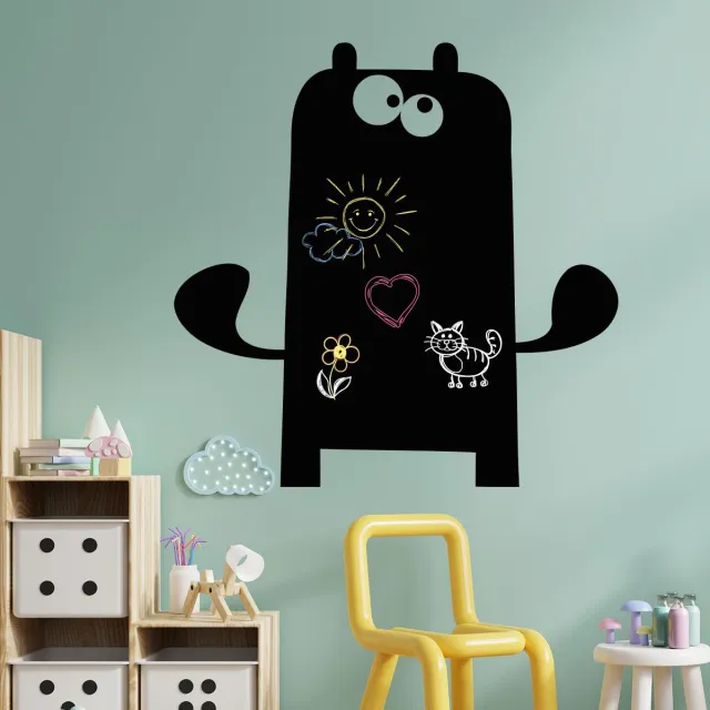 Ambiance Sticker Schoolbordsticker - uitwisbare zelfklevende muurstickers - MONSTER 1 - 75x75cm Multi color