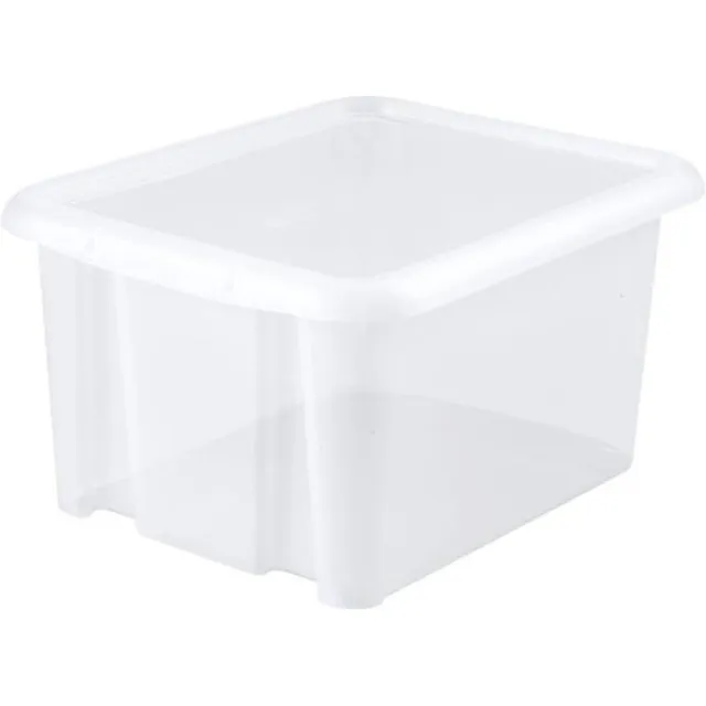 EDA Opbergbox 30L - wit - stapelbaar - L44 x B36 x H25 cm - kunststof - Bak/Doos met deksel