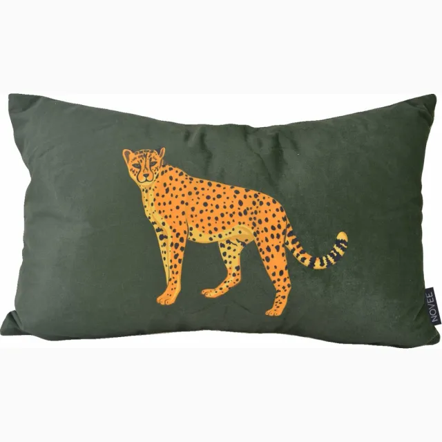 NOVÉE Wild Jungle #3 Kussenhoes | Velvet/Polyester | 45 x 45 cm Groen/Oker