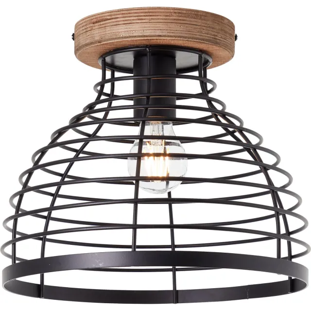 Brilliant Plafondlamp Avia Zwart/hout Ø30cm E27 40w