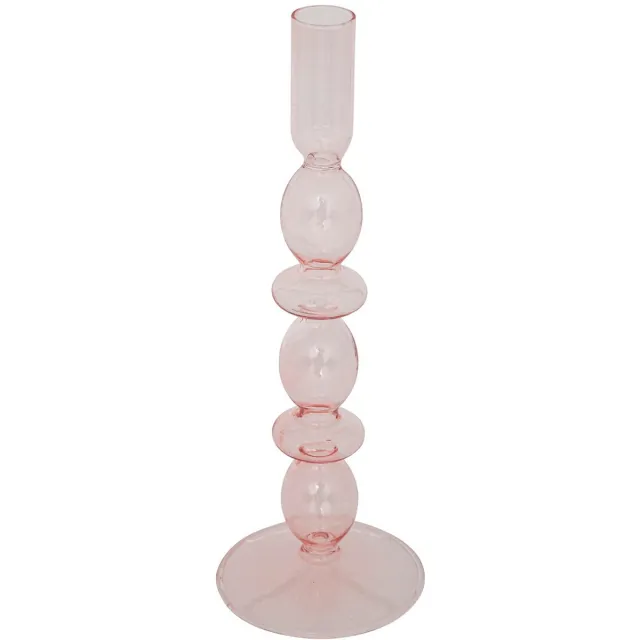 Atmosphera Glazen kandelaar Ø9xH26cm - Lichtroze
