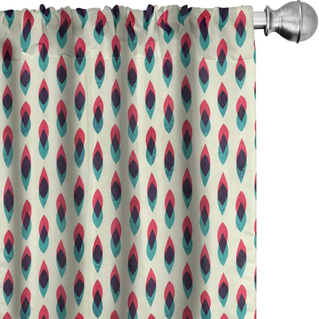 ABAKUHAUS Geometrische Curve – Gordijnset 2x75x175 cm – Microvezel Blauw
