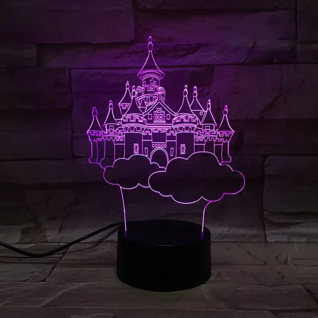 MC Living 3D Led Lamp Met Gravering - RGB 7 Kleuren - Kasteel
