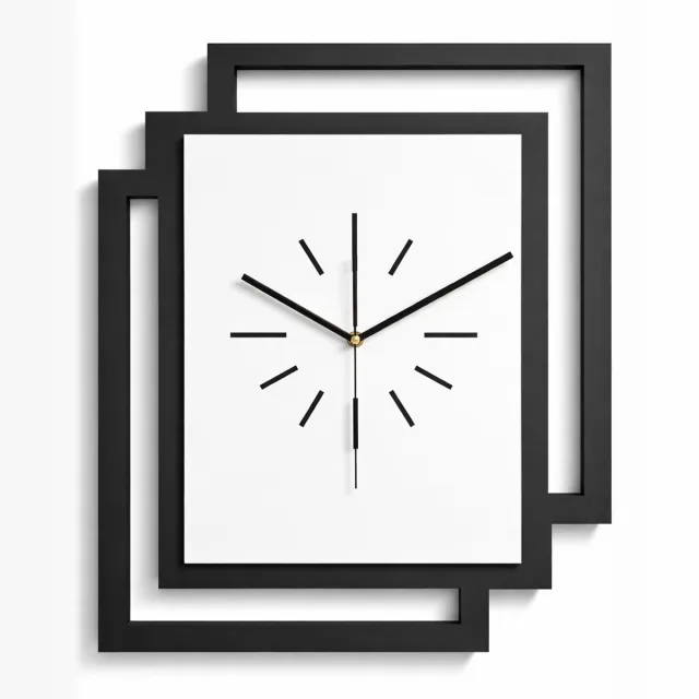 Ornament Handgemaakte Grote Houten Wandklok – Modern Minimalistisch Design, Rechthoekig Verticaal, Geruisloos, Zonder Tikkend Geluid – Voor Woonkamer, Slaapkamer, Keuken – Unieke Wanddecoratie, Industrieel Design & Stil Uurwerk: zwart - wit