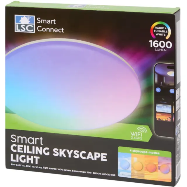 Lsc Smart Connect plafonnière Ø 35 cm - Dimbaar en met verschillende kleuren licht - Bediening via afstandsbediening Multi