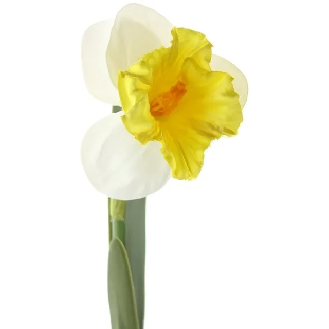 DPI GmbH DPI Narcis Wit & Geel met Twee Bladeren 43 cm - Kunstbloemen Multicolor