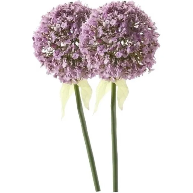 Bellatio Flowers & Plants Kunstbloem Sierui / Allium - 2x - lila paars - steel van 70 cm