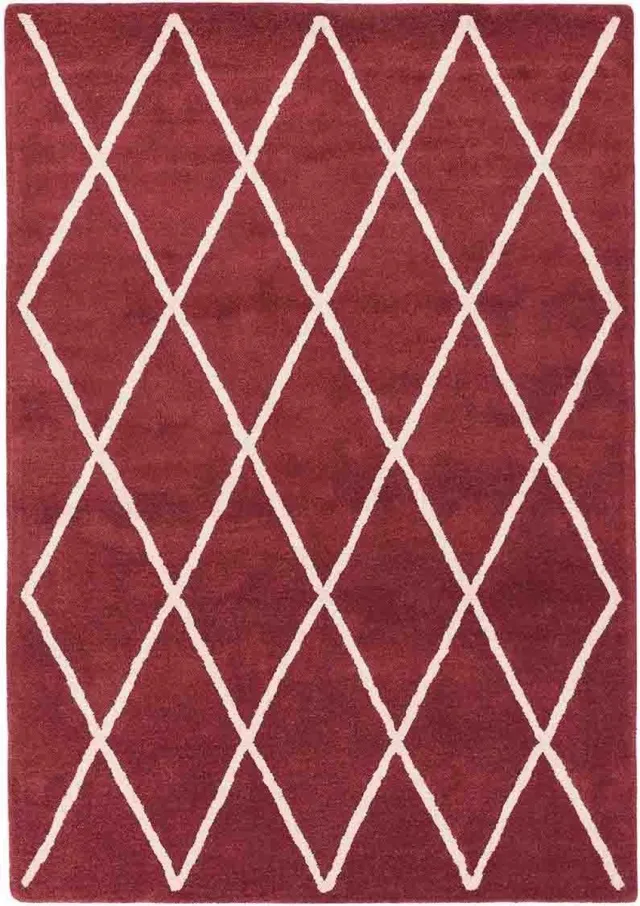 Eazy Living Easy Living - Albany-Diamond-berry Vloerkleed - 200x290 - Rechthoek - Laagpolig Tapijt - Modern - Rood, Wit