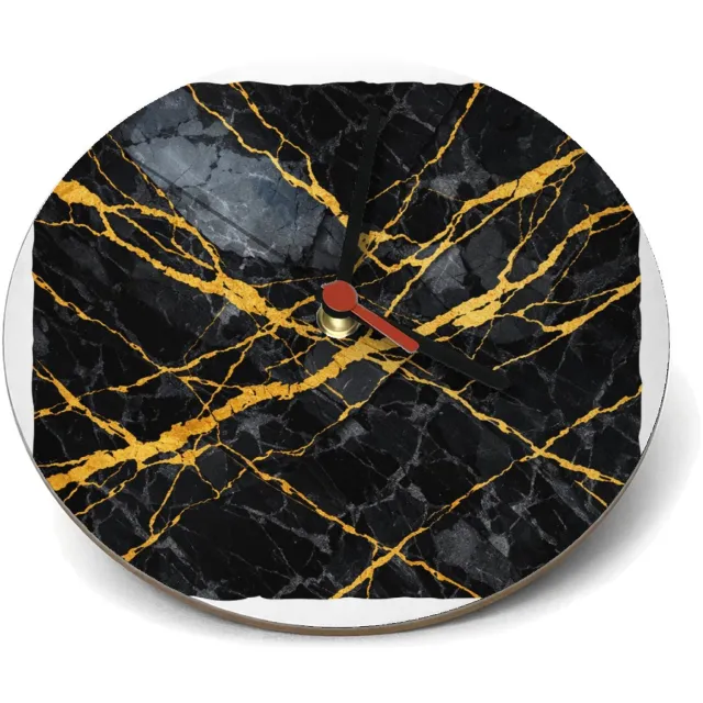 Mr Cadeautjes Klok rond Ø 19 - design Luxe nachtelijke steentextuur met subtiele botanische glans | cadeau Wit