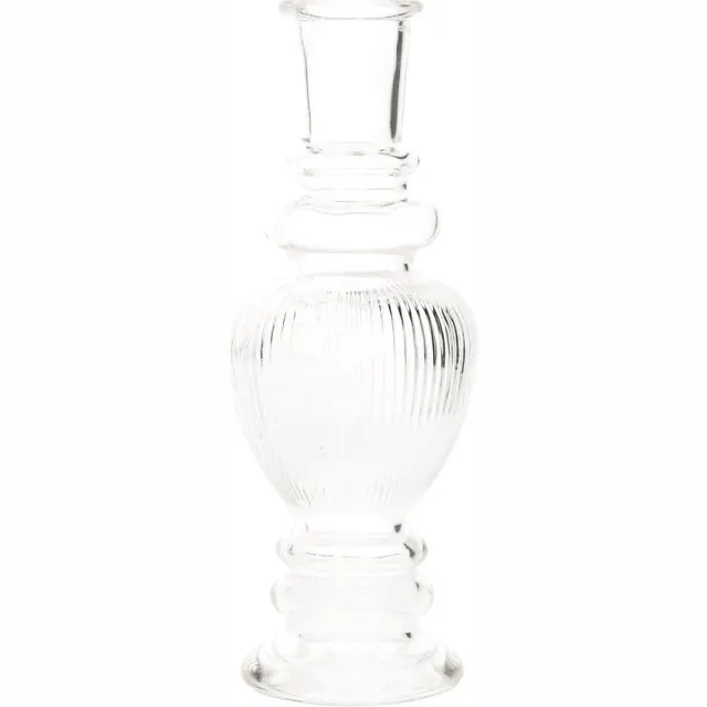 Ideas 4 Seasons Bloemenvaas Venice - voor kleine stelen/boeketten - gekleurd sierglas - ribbel transparant - D5.7 x H15 cm