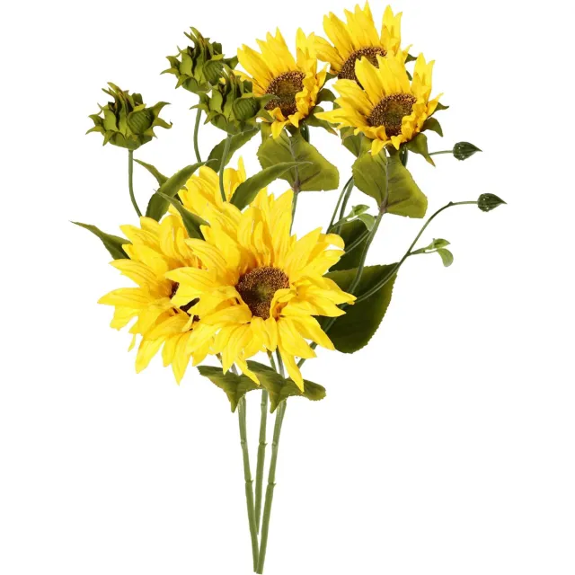 Top Art Topart Kunstbloem Zonnebloem tak - 3x - 60 cm - geel - kunst zijdebloem - decoratie bloemen