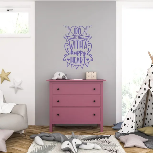 MC Living Muursticker - Do Small Things With A Happy Heart - 58 x 83 - Paars