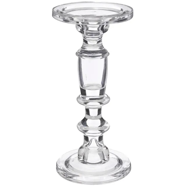 Atmosphera kaarsen kandelaar Decoglass - voor stompkaarsen - glas - transparant - 11 x 24 cm