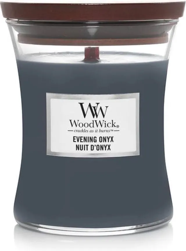 Woodwick medium candle - Evening Onyx Blauw