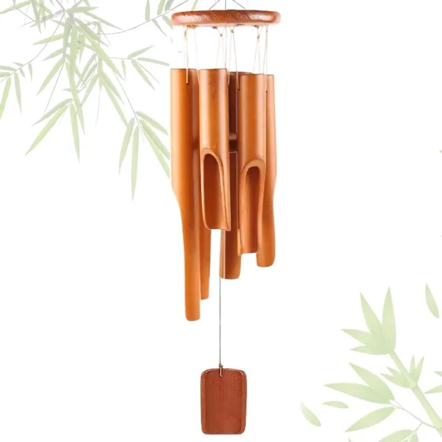 carmdering Windgong - Bamboe Windgong - Tuindecoratie - 75 cm, handgemaakt, 6 bamboe buizen - Natuurlijk zacht geluid, verlicht stress - Perfect cadeau voor moeder - Duurzaam en milieuvriendelijk