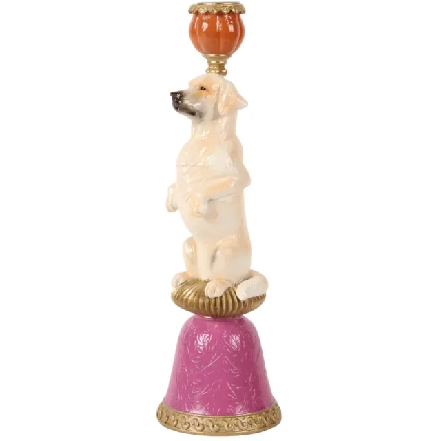 Baroque Kandelaar - Kandelaar Hond 9 cm - Multi - Resin - 28.5x9x9 - Polyresin Mixed