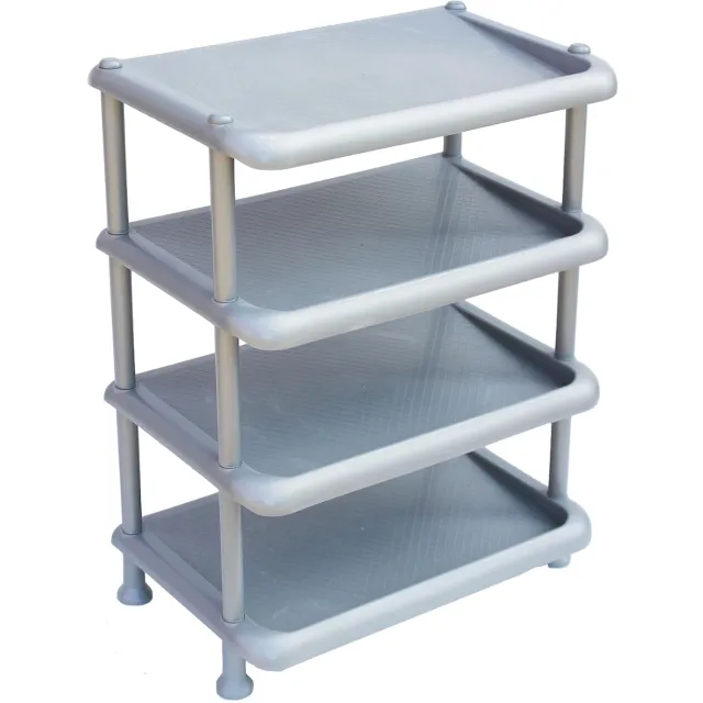 ‎DanDiBo DanDiBo Schoenenrek stapelbaar - 4 niveaus - Grijs kunststof - 65 cm