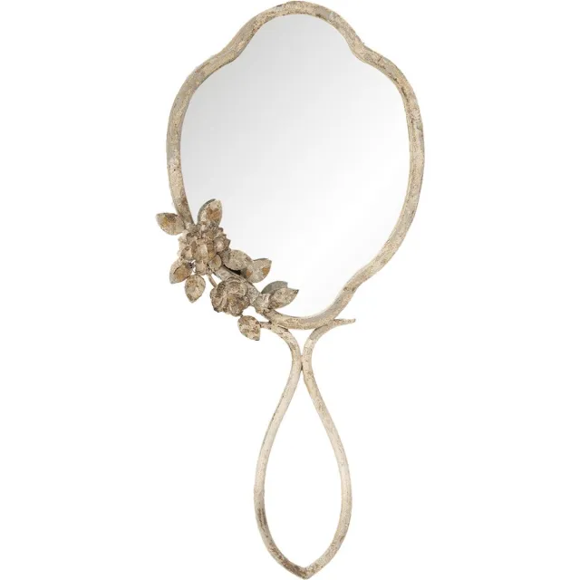 Clayre & Eef Spiegel 25x57 cm Beige IJzer Bloemen