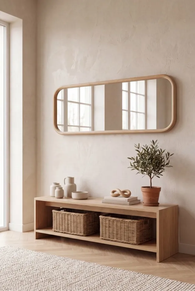 Nordic Style® Rechthoekige spiegel 180x60cm - Naturel Grenen hout - Scandinavische Spiegels - Vierkant - Pas spiegel - Staande spiegel - Kleedkamer spiegel - Pas