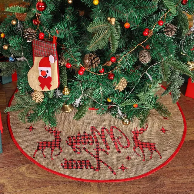 Cosensi Kerstboomrok 75 cm Zaklinnen Rood Zwart Geruit Hert Vrolijke Kerstdecoratie Binnen Buiten Any