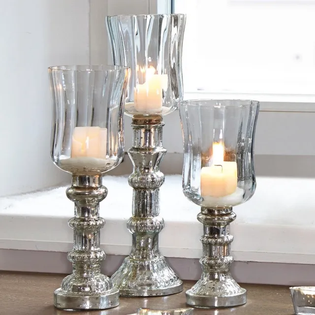 Loberon Windlicht set van 3 Fréjeville helder/zilverkleurig