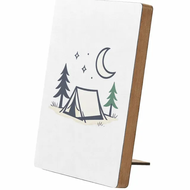 Mr Cadeautjes Glasframe/MDF 12,7 x 17,8 - design Minimalistische campingnacht met een kalme, speelse typograf | cadeau Wit