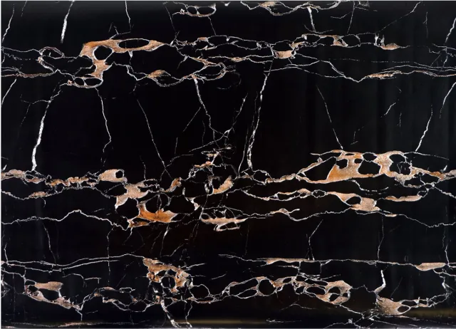 Raved Raamfolie/Plakfolie - Decoratiefolie - Marmer Print Zwart/Oranje - 2 m x 45 cm