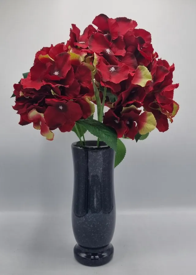 Bomm Boeket - Hortensia - U667-m1 - 45cm - Rood - 5 bloemen - Grafdecoratie - Zijdenbloemen - Kunstbloemen