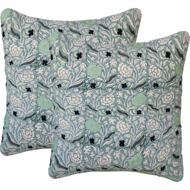 Urbane Hide Set van 2 kussenhoes 45x45 cm | Kussens woonkamer | kussensloop | sierkussens | cushion cover | katoen | Hand blocked print roze