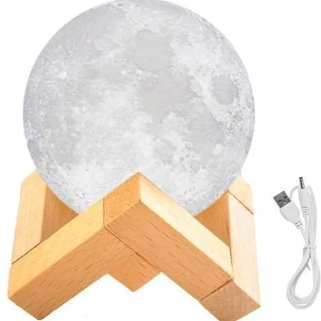 IsoTrade Nachtlamp - Mini Maan - 8CM LED - 3D – 2 kleuren Wit