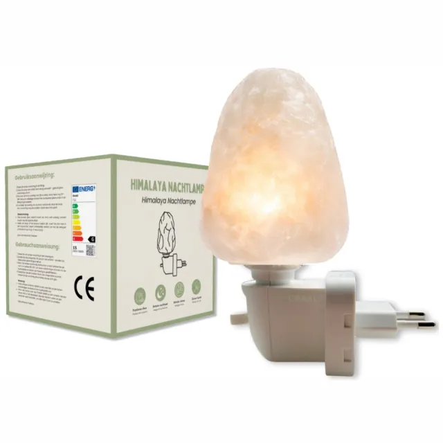 Orakl Himalaya Nachtlampje Bliss – 1 KG en ca. 14 cm - Zoutlamp - Wandlamp - Echt & Puur Himalayazout Wit