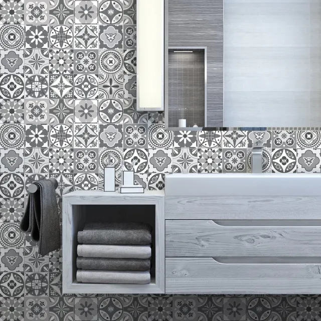 Ambiance Sticker Zelfklevende tegelmuurstickers voor keuken en badkamer - 24 Azulejos Arcangel cementtegelstickers - 24 stickers 20x20cm Multi color