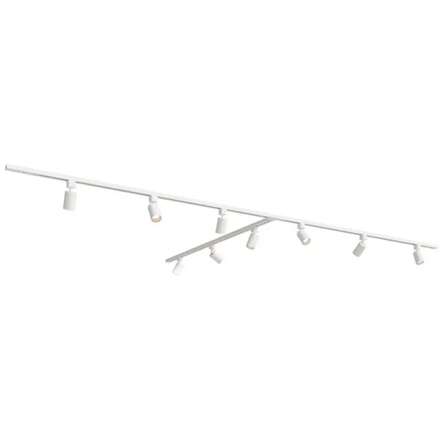 HOFTRONIC railverlichting pakket T-vorm – 3x 1,5 meter rail – 9x GU10 railspots – dimbaar – aluminium wit – IP20 – modulair – 230V – railverlichting woonkamer keuken