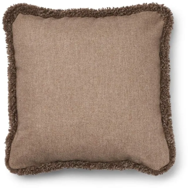 Sheepskin House Kortharig Schapenvacht Kussen - KW rand - 52x52 cm Beige/Taupe