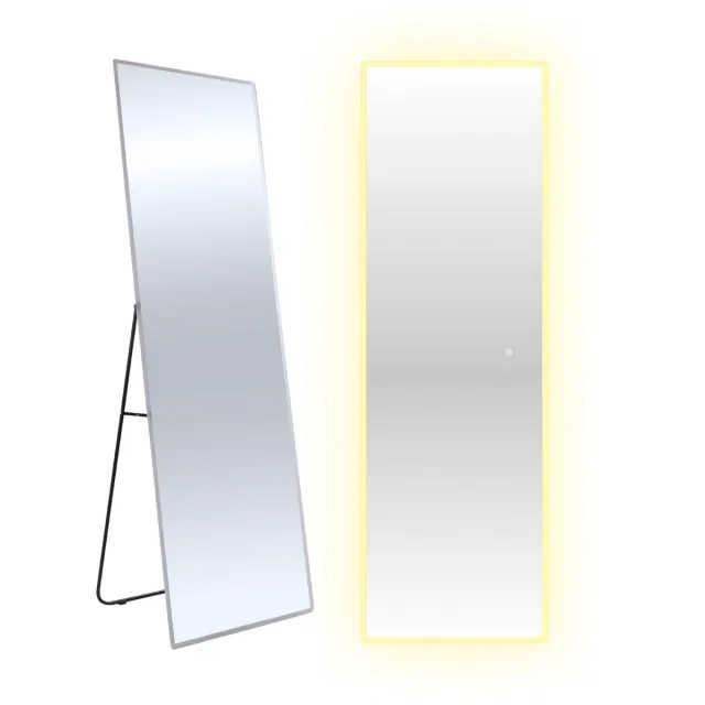 SensaHome Staande Spiegel Met Led Verlichting - Naadloos - Passpiegel - Hangend - Spiegel Zonder Lijst - Dimbaar - 50x160cm transparant