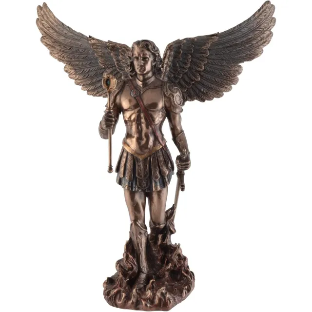 Veronese Design Beeld/figuur - Aartsengel Sint-Michael met Scepter en Zwaard - 35cm brons