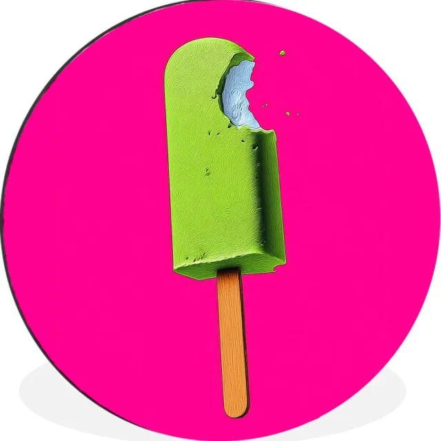 WallCircle Wandcirkel - Muurcirkel - Ijsje - Stokje - Minimalistisch - Groen - Aluminium - Dibond - 60x60 cm - Binnen en Buiten