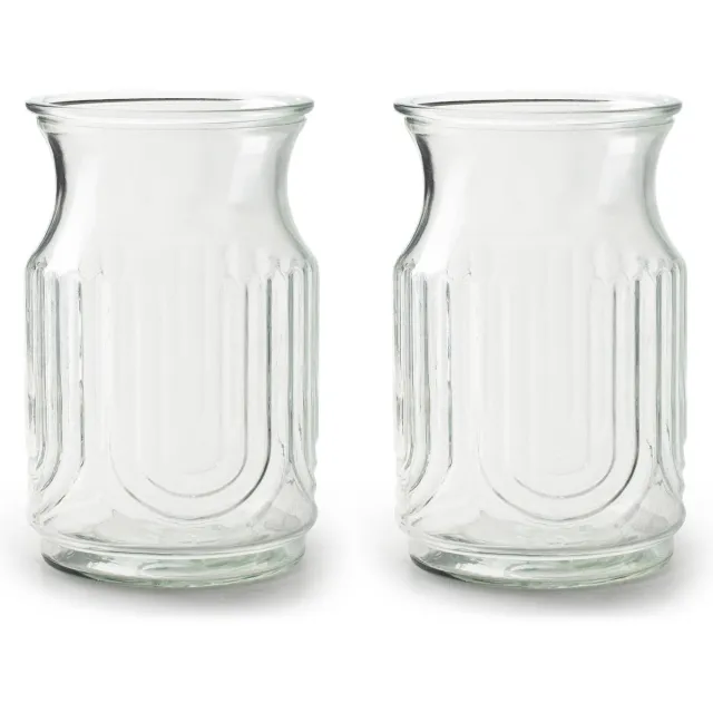Jodeco Bloemenvazen - 2x stuks - helder/transparant glas - H20 x D12.5 cm