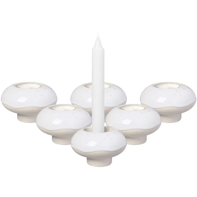 LIKE BY VILLEROY & BOCH Kerzenhalter Donut Winter Glow ø 9,1 cm Set van 6 beige