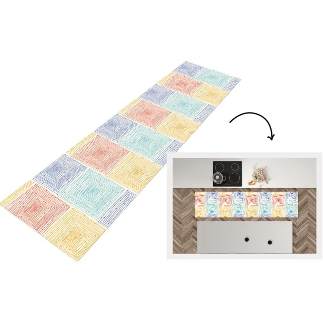 KitchenYeah Keukenloper - Loper keuken - Labyrint - Pastel - Stippen - Patroon - Keukenloper vinyl multicolor, foto 7