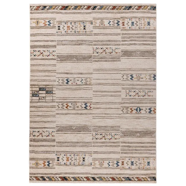 Padiro elegant laagpolig vloerkleed - lichtbeige - vintage patroon - voor vloerverwarming - van polyester en katoen