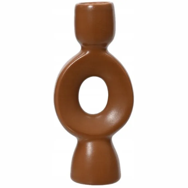 Kaemingk Porseleinen Kandelaar - 15,3 cm - Bruin