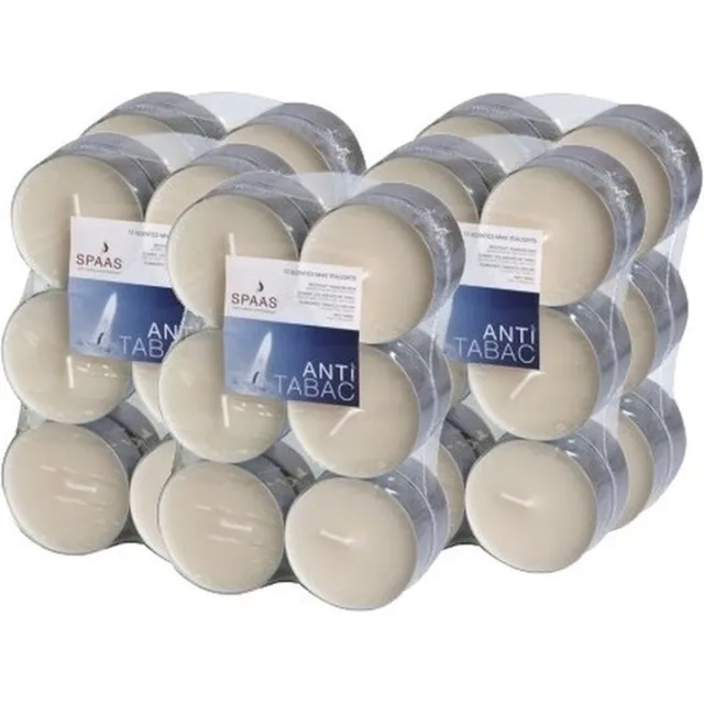Spaas Geurtheelichtjes/waxinelichtjes - Maxi - 60x - Anti Tabac - 10 branduren - geurkaarsen Wit